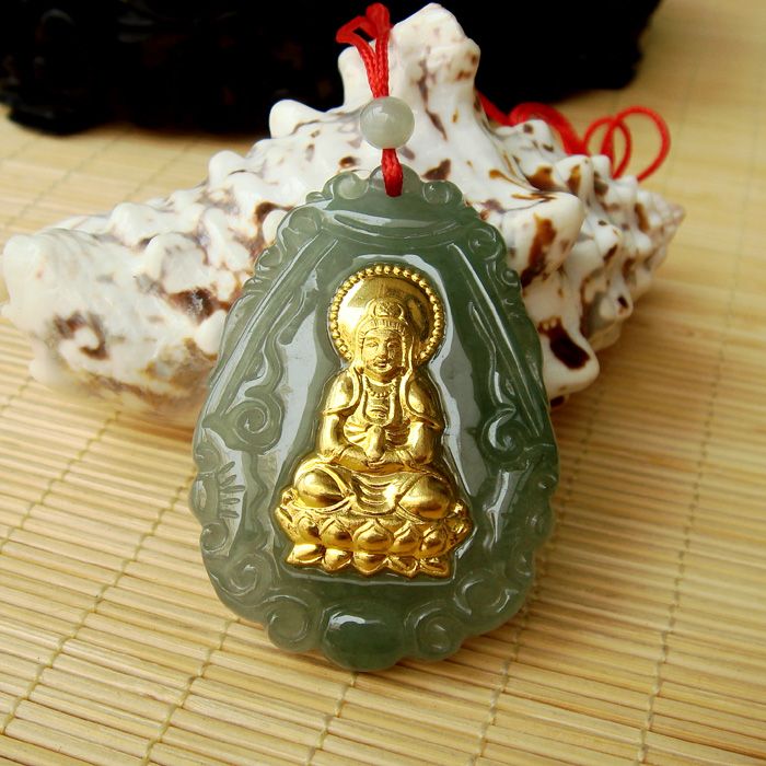 冰种满油青玉镶金观音|冰种满油青玉镶金观音拍卖|竞价|价格|交易-玉器拍卖-华夏收藏网