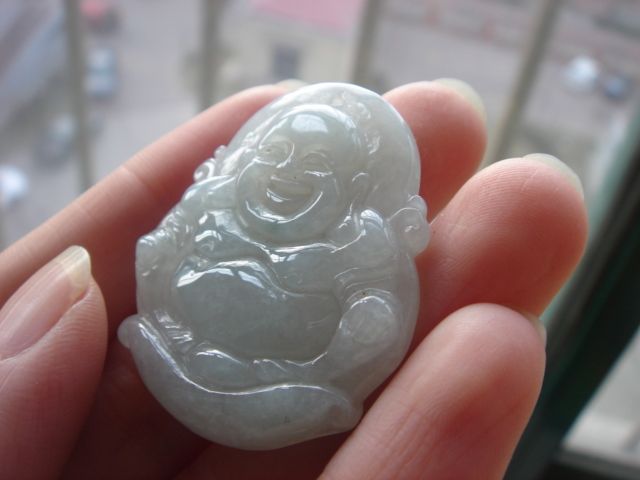 大肚能容#精品冰糯种翡翠大佛牌_在线拍卖_在