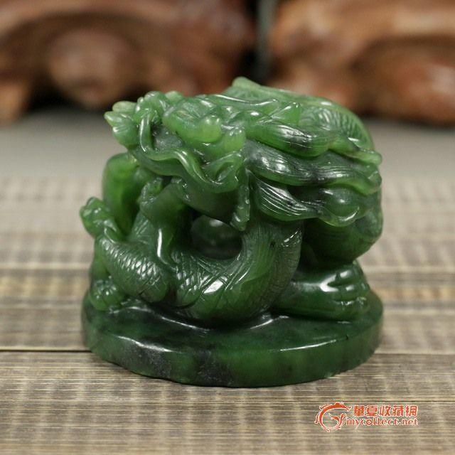 kiss精拍|包真和田碧玉精雕 腾龙玉玺 摆件送国