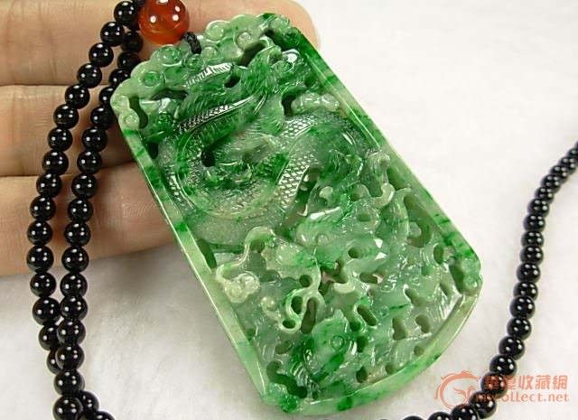 鬼斧神工-传世翡翠-老坑花青种满色起光精工龙