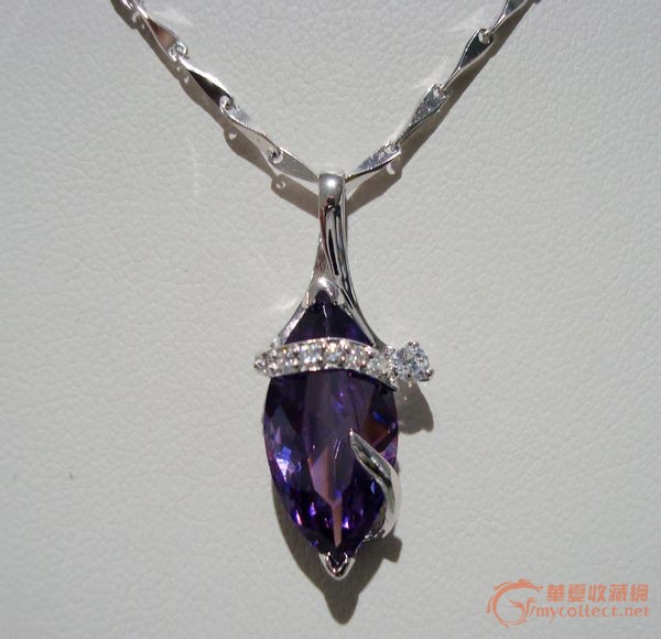 国际品牌施华洛氏奇紫水晶镶闪钻项链925银镀