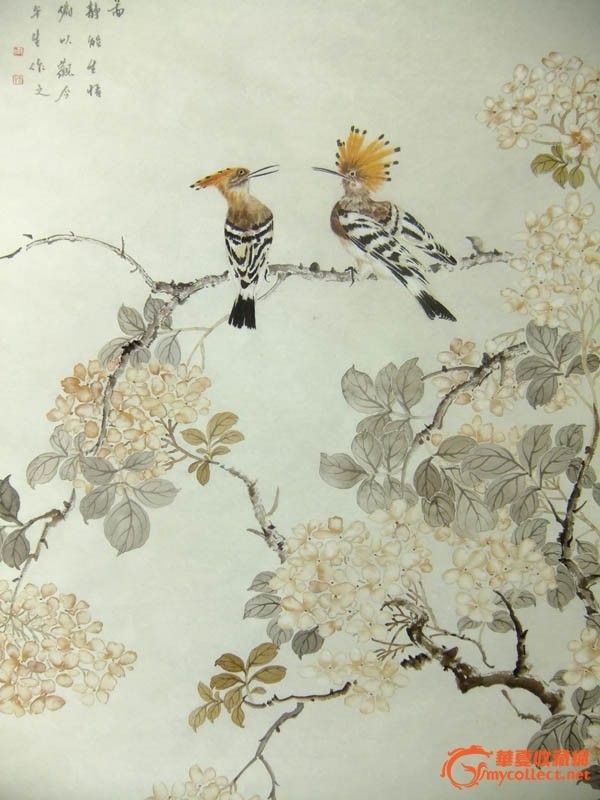周午生精品花鸟画《比翼鸟》