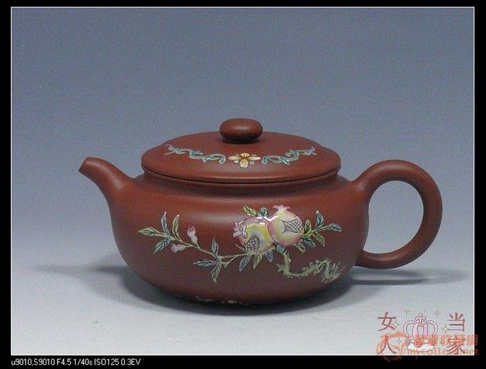 宜兴紫砂壶 中国工艺美术师杭同一手制 点彩描