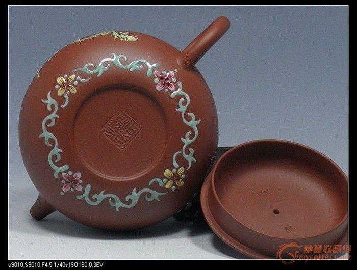 宜兴紫砂壶 中国工艺美术师杭同一手制 点彩描