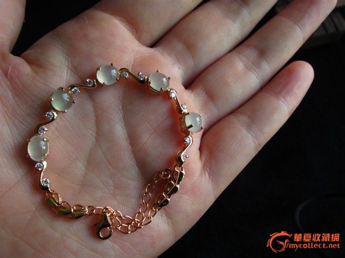 925银镀玫瑰金镶嵌冰种翡翠手链(送证书)|925