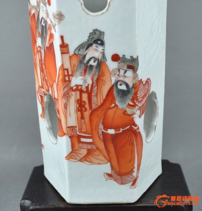 晚清-精品矾红天官赐福开窗冒桶,来自藏友芝阳