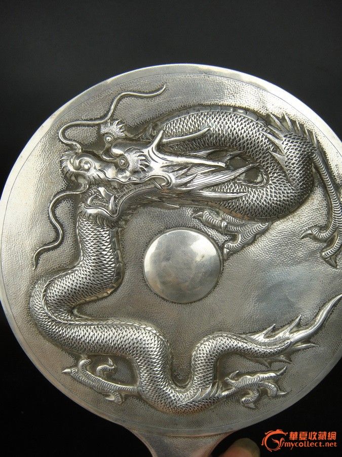清末 精品高浮雕龙纹超大号纯银宝镜,来自藏友