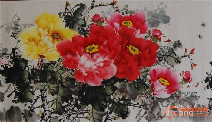 (49x180cm)条幅写意牡丹作品