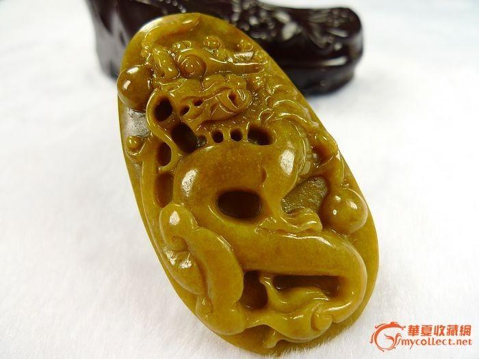 传世珍品老冰糯种褐黄色龙行天下翡翠吊坠 配