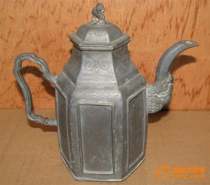 精品六角开窗诗文老锡壶_在线拍卖_在线拍卖