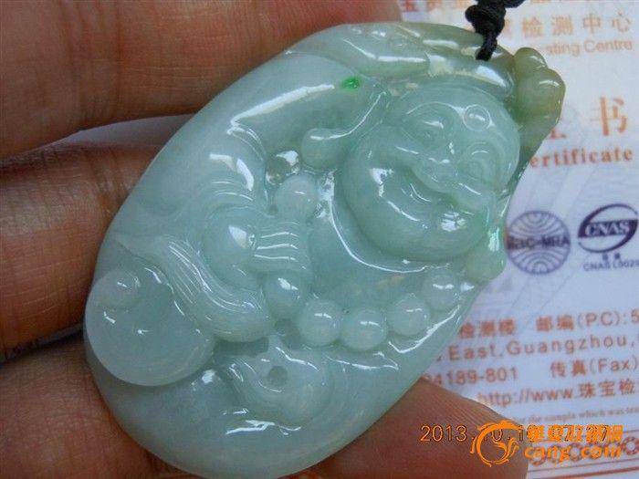 缅甸翡翠 天然翡翠 翡翠A货---精雕可爱弥勒佛吊坠惠出 图6