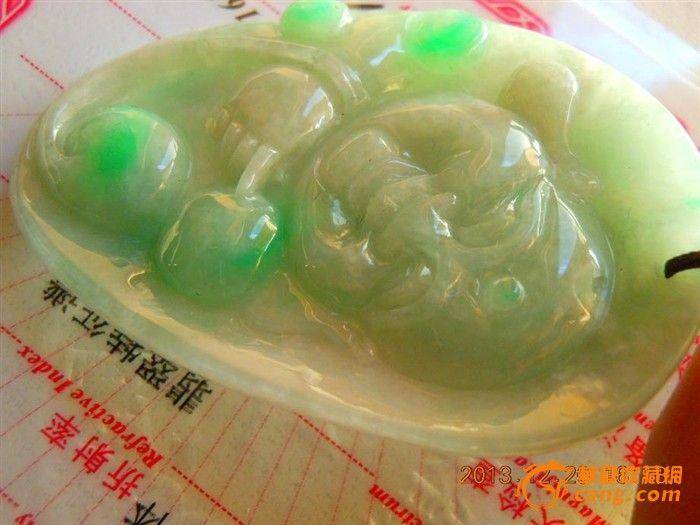 天然翡翠 缅甸A货 阳绿弥勒佛吊坠图5
