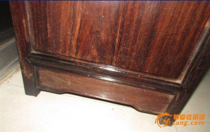 清. 广做铲工四门双抽紫檀文房书柜图8