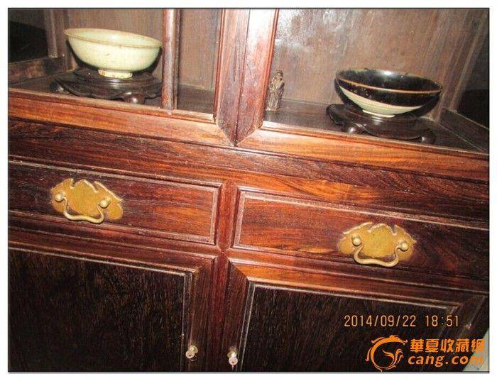 清. 广做铲工四门双抽紫檀文房书柜图11