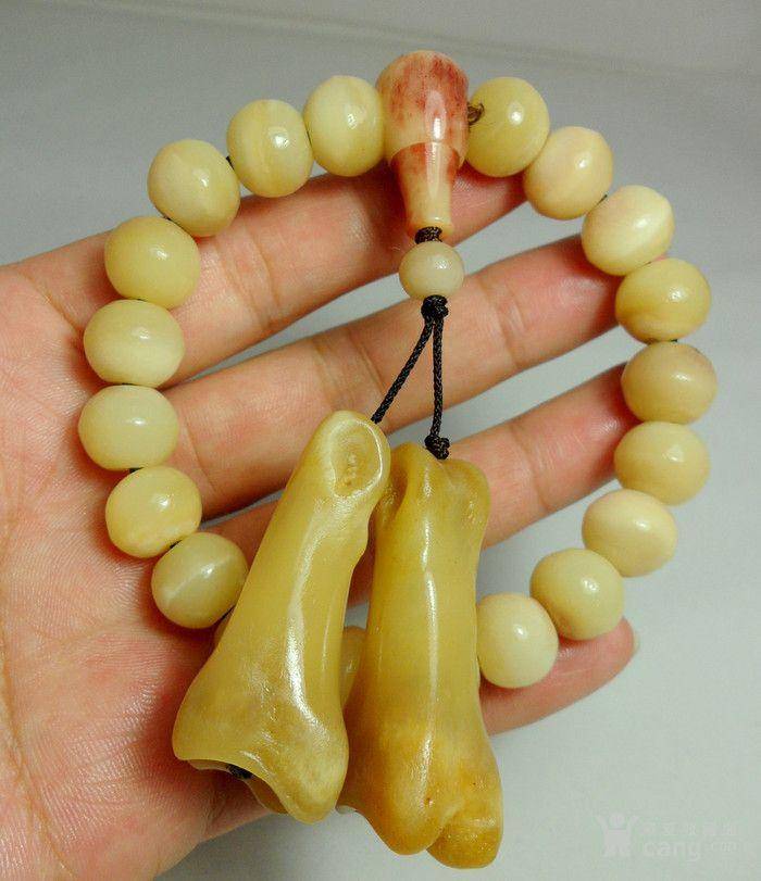 【HU】天然珍贵稀有材质大MAO骨辟邪佛珠手串!王者指骨坠饰!图6