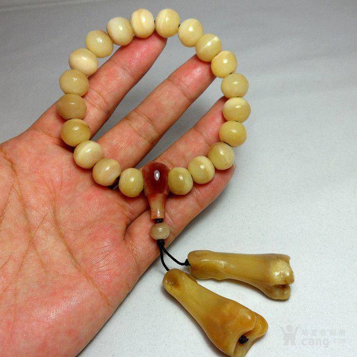 【HU】天然珍贵稀有材质大MAO骨辟邪佛珠手串!王者指骨坠饰!图4