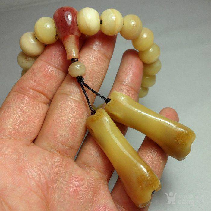【HU】天然珍贵稀有材质大MAO骨辟邪佛珠手串!王者指骨坠饰!图8