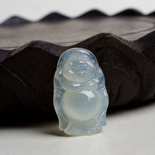 冰种起荧翡翠站立笑佛 3图5
