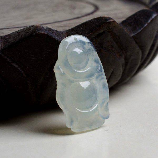 冰种起荧翡翠站立笑佛 3图6