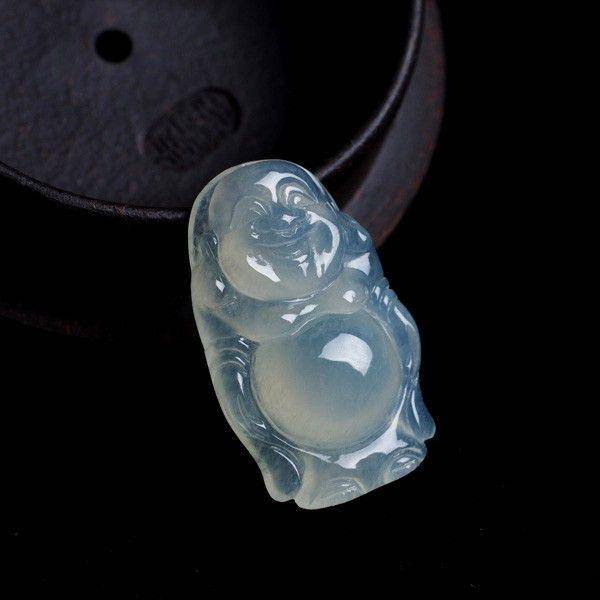 冰种起荧翡翠站立笑佛 3图2