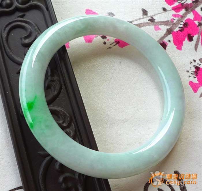 精品手镯58老坑a货带阳绿翡翠圆条手镯