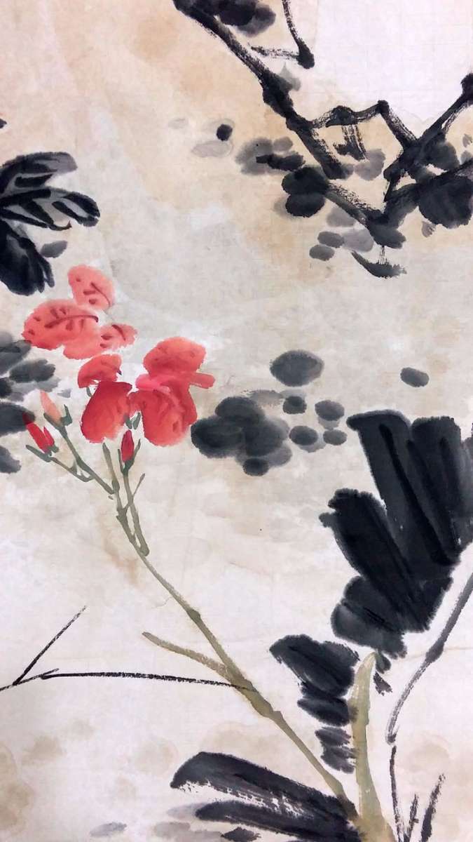 保真手绘名家潘天寿先生花鸟画立轴精品佳作!图5