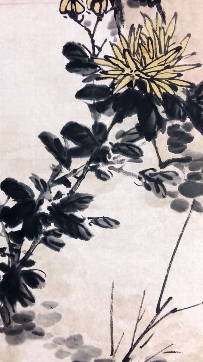 保真手绘名家潘天寿先生花鸟画立轴精品佳作!图4
