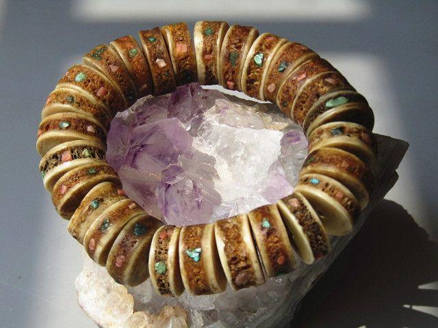 藏传 嘎巴拉 镶宝 手串 包浆醇厚 游牧贵族圣物