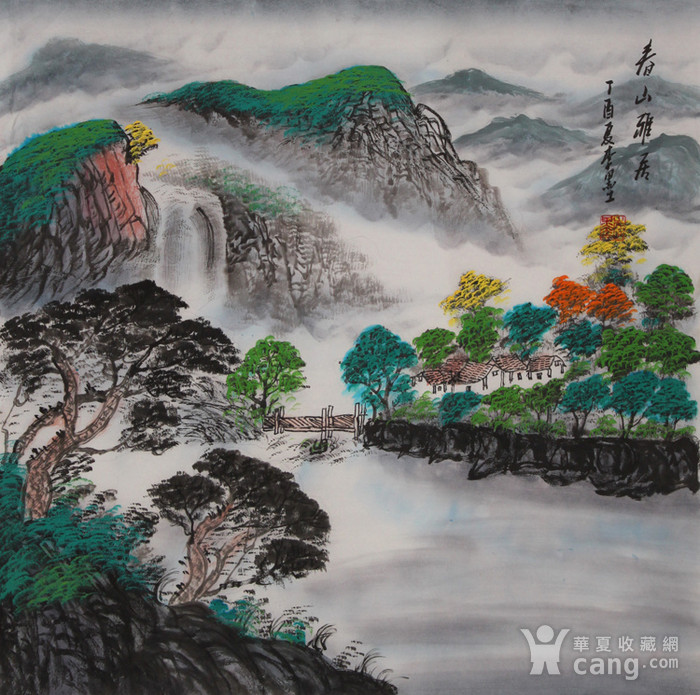 联盟 李墨款国画山水画 春山雅居