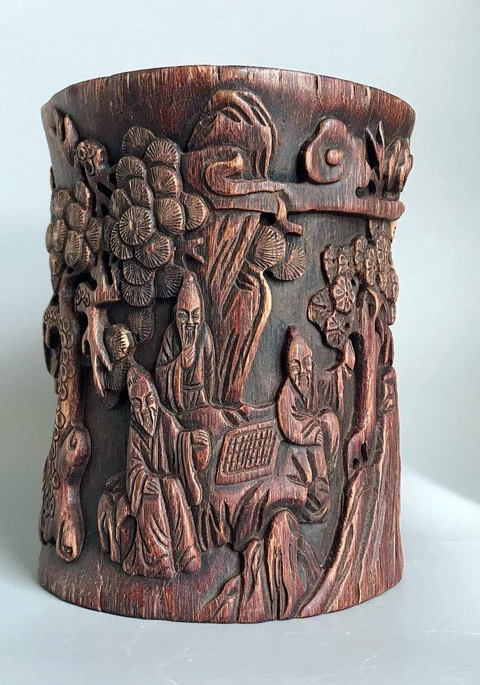 清 精品 木雕笔筒一件图1
