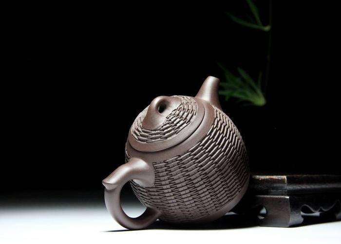 韩培东 原矿紫泥 竹编秦权壶图6