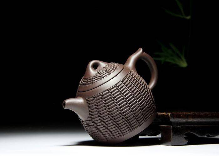 韩培东 原矿紫泥 竹编秦权壶图5
