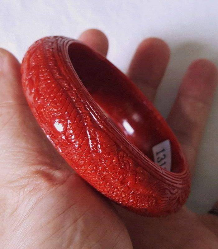 精品 55.58克20mm阿卡珊瑚雕花手镯图8