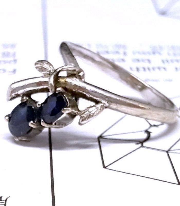 精品 19世纪欧洲蓝宝石老银戒指图4