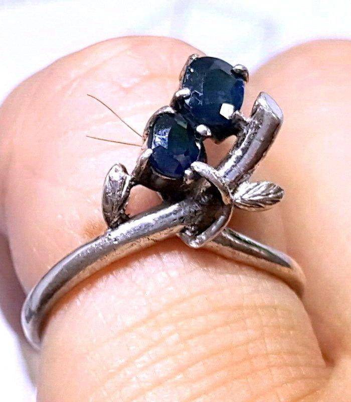 精品 19世纪欧洲蓝宝石老银戒指图5