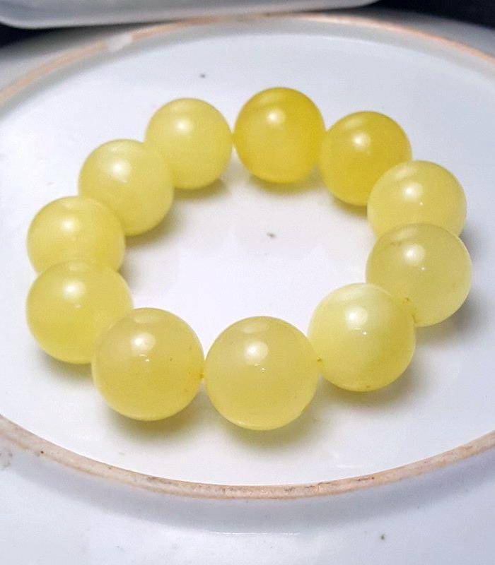 收藏品 61.48克原矿白花蜜蜡22mm圆珠手串图2