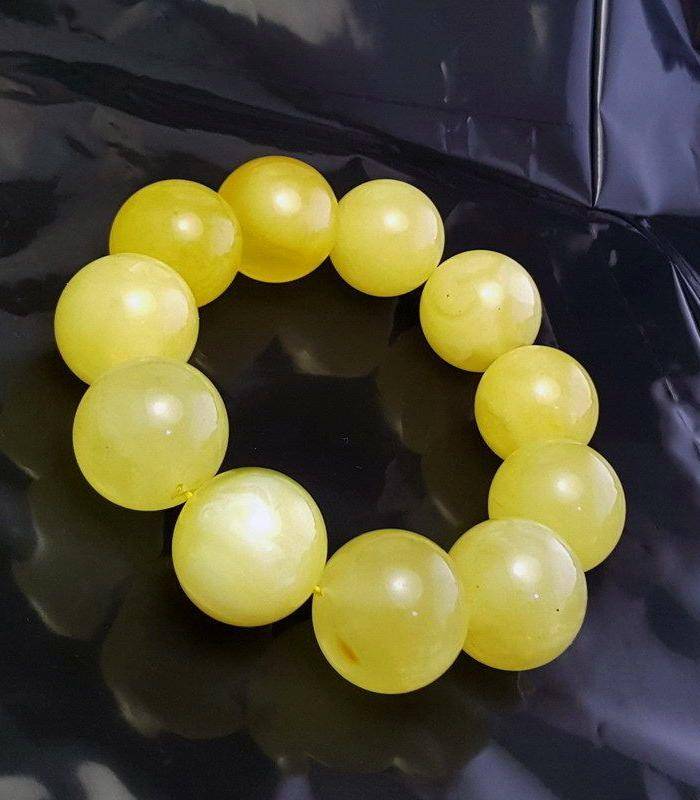收藏品 61.48克原矿白花蜜蜡22mm圆珠手串图5