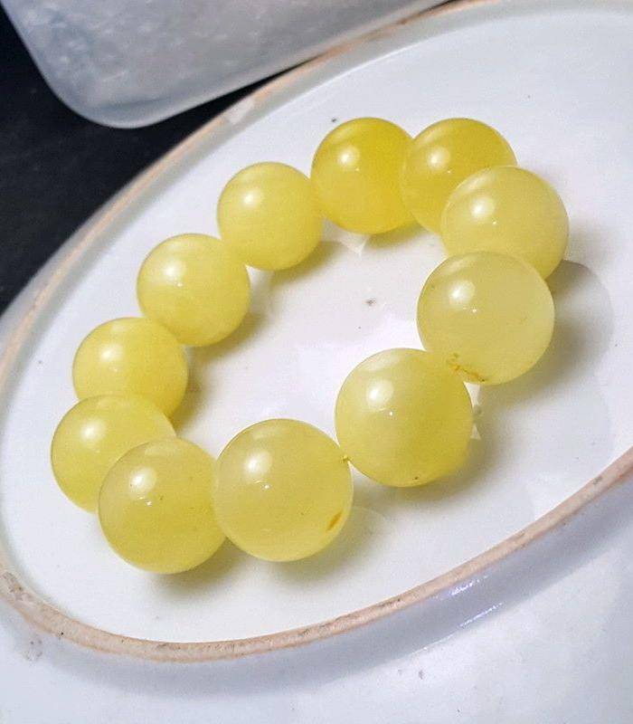 收藏品 61.48克原矿白花蜜蜡22mm圆珠手串图6