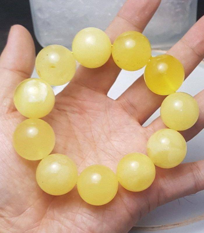 收藏品 61.48克原矿白花蜜蜡22mm圆珠手串图7