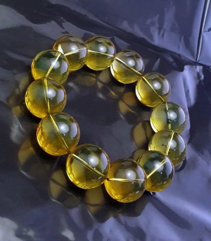 收藏品 56.01克保真多米尼加20mm3A级蓝珀圆珠图3