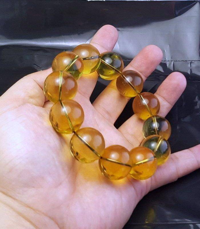 收藏品 56.01克保真多米尼加20mm3A级蓝珀圆珠图5