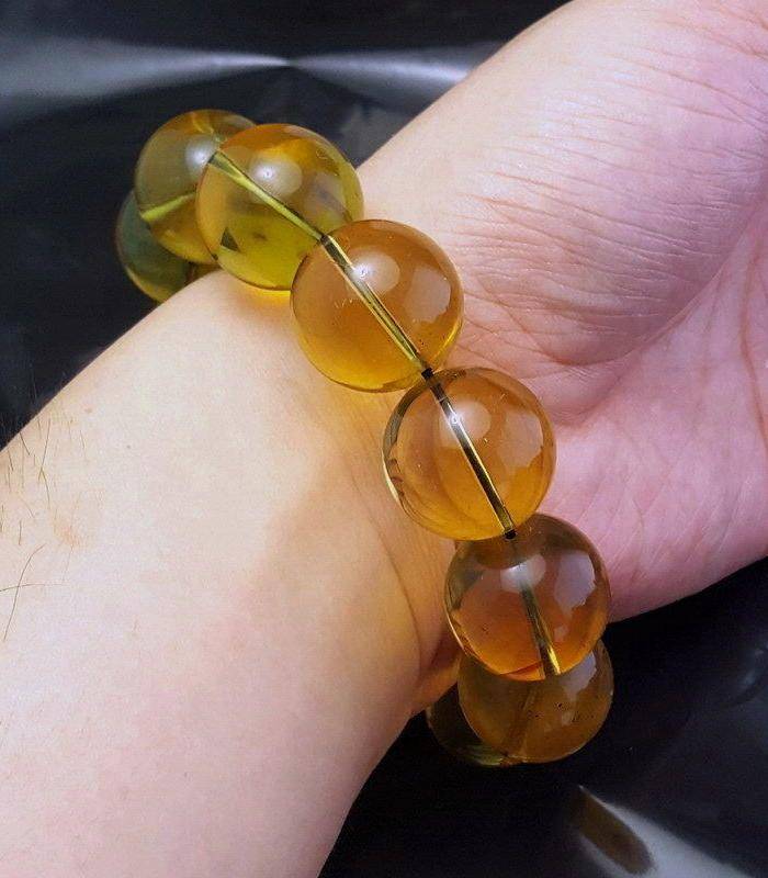 收藏品 56.01克保真多米尼加20mm3A级蓝珀圆珠图8