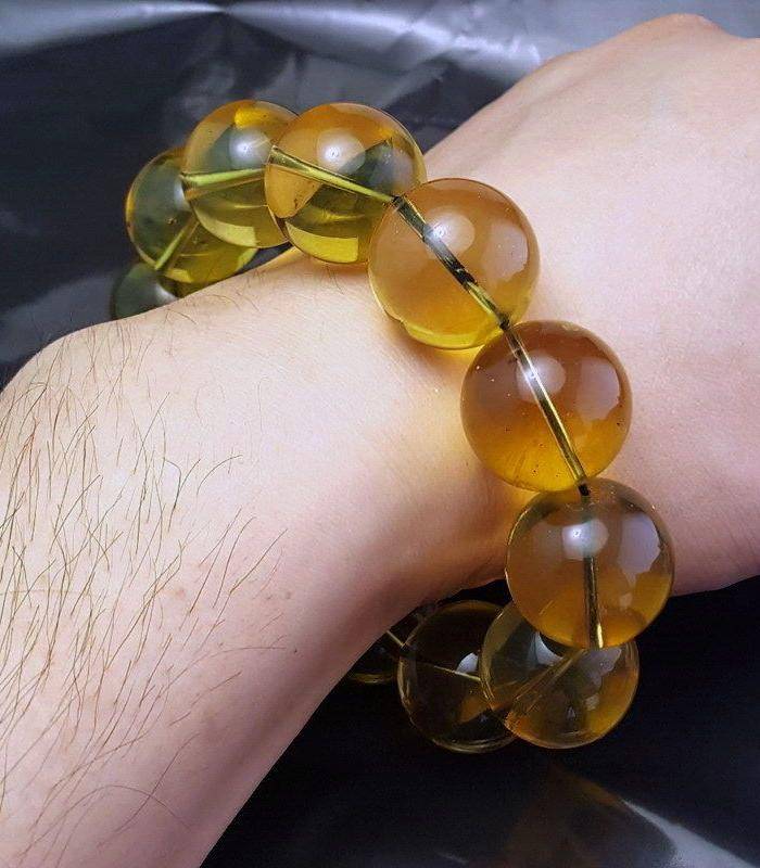 收藏品 56.01克保真多米尼加20mm3A级蓝珀圆珠图6
