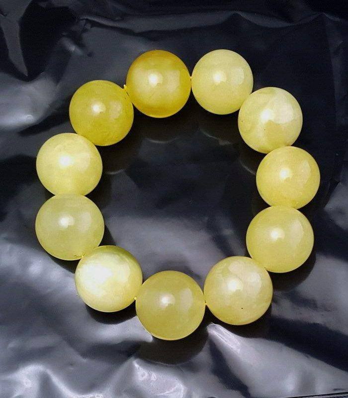 收藏品 61.48克原矿白花蜜蜡22mm圆珠手串图3