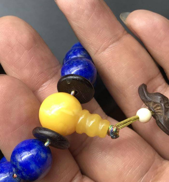 青金石一套配蜜蜡佛头图3