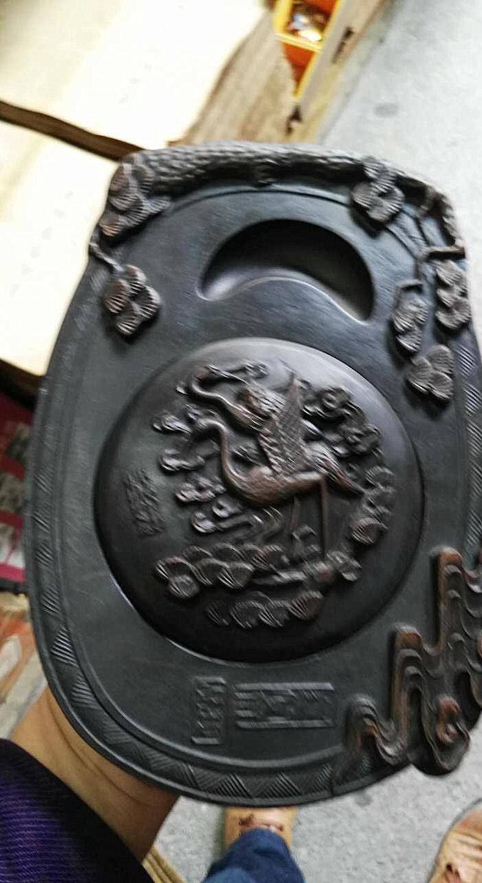 正宗 澄泥砚 大摆件:松鹤延年图2