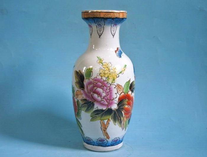 老厂货, 孔雀牡丹 花瓶图3