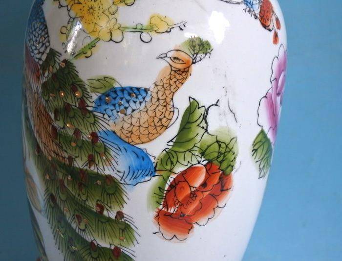 老厂货, 孔雀牡丹 花瓶图8