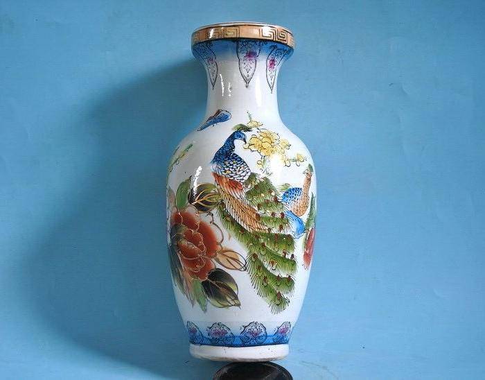 老厂货, 孔雀牡丹 花瓶图11