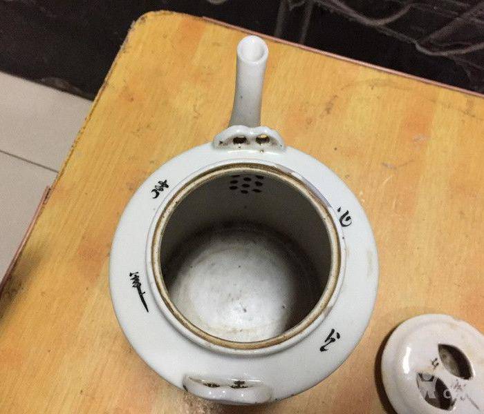 联盟 民国浅绛彩山水风光提梁茶壶 已经鉴定图9